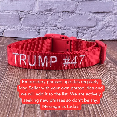 Miniatura 2 de MAGA Trump 2024 - Collar para perro, correa y collar para mascotas, 40 bonitas opciones de bordado para perros de juguete, tamaño S, Presidente 47