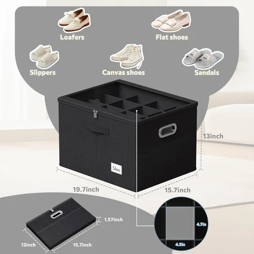 Miniatura 6 de Organizador de zapatos para armario, cajas grandes de almacenamiento con ventana transparente, contenedor de zapatos que ahorra espacio con soporte