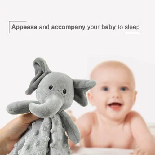 Miniatura 7 de BORITAR Manta de seguridad para bebé de elefante, suave manta de punto minky con bonito patrón de animales, manta de peluche para recién nacido