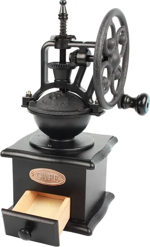 Miniatura 9 de Molinillo de Café, Molinillo Manual de Granos de Café de Madera, Molinillo de Café con Rodillo, Molino de Café Antiguo con Manivela de Hierro