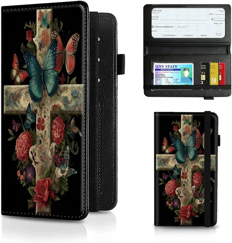 Miniatura 24 de Funda para chequera para hombres y mujeres, cartera de cuero RFID con ranuras para tarjetas de crédito, soporte de cheques duplicados personales