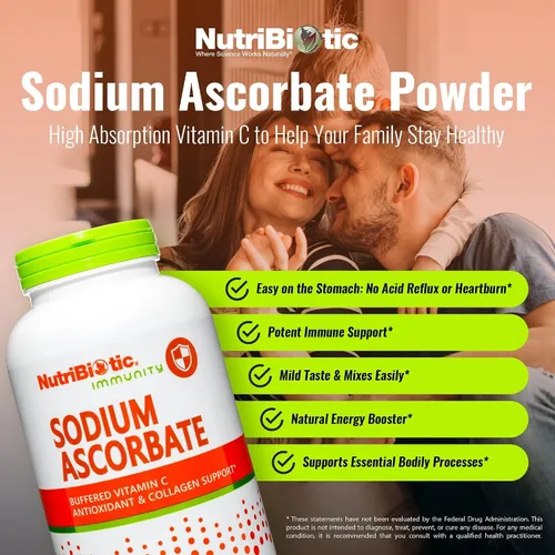 Miniatura 2 de NutriBiotic - Polvo de Vitamina C Tamponada con Ascorbato de Sodio, 16 Oz Vegano, No Ácido y Más Fácil de Digerir que el Ácido Ascórbico Apoyo