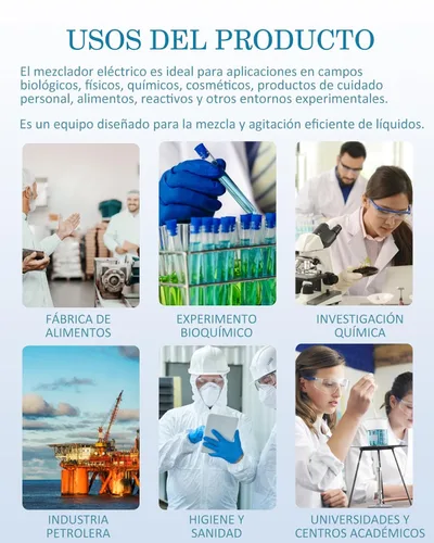 Miniatura 8 de Agitador eléctrico Max.40L LCD Digital Lab Mixer 10000mPa.s Tiempo y velocidad ajustable varilla de agitación incluida 100-2000RPM 120W
