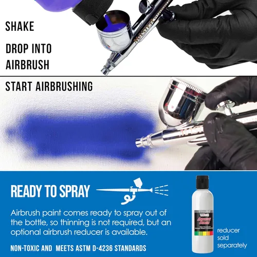 Miniatura 3 de U.S. Art Supply Opaque Lake Blue - Pintura acrílica para aerógrafo con efectos especiales, 8 onzas, lista para rociar, pintura con pincel de aire a