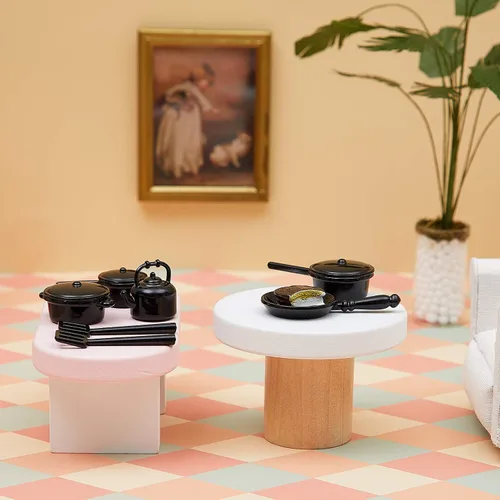 Miniatura 7 de Sumind Juego de 20 piezas de cocina en miniatura para casa de muñecas, ollas y sartenes a escala 1/12, utensilios de cocina de metal en miniatura