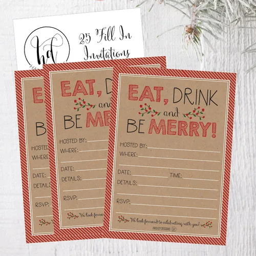 Miniatura 2 de Hadley Designs 25 invitaciones de fiesta de Navidad - Tarjetas de invitación de vacaciones premium para niños y adultos, invitaciones de fiesta