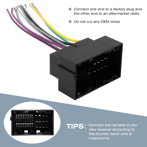 Miniatura 5 de Kit de arnés de cables de estéreo de coche RDBS y adaptador de antena para conectar una radio de posventa Compatible con vehículos Dodge Jeep Ram