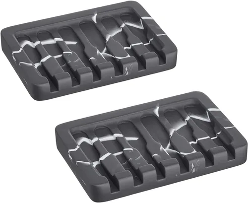 Miniatura 10 de INIUNIK Jabonera autodrenante – Bandeja para jabón con aspecto de mármol, caja de ahorro para esponja para baño, ducha, cocina, color negro