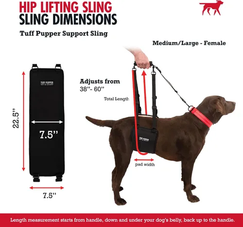 Miniatura 6 de Tuff Pupper Arnés de cadera para perros Soporte de elevación trasera para perros mayores y lesionados Ayuda de movilidad ajustable Mango
