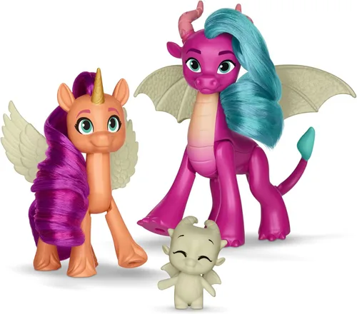 My Little Pony: Tell Your Tale Dragon Light Reveal, 3 muñecas que brillan en la oscuridad, juguetes a escala de 3 pulgadas para niñas y niños a