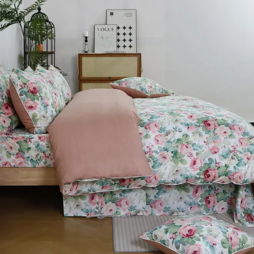 Miniatura 16 de FADFAY Juego de funda de edredón con estampado floral de roseta, juego de ropa de cama de encaje con volantes para niñas, 3 piezas, tamaño individual