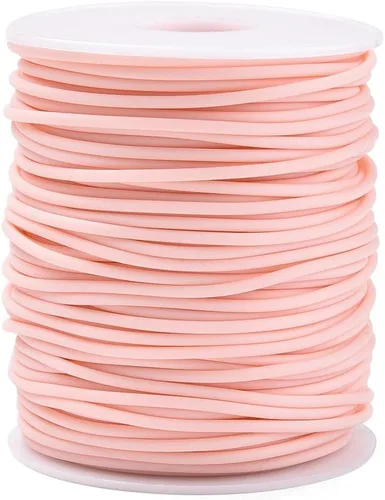 Miniatura 80 de FASHEWELRY 3 rollos de cables de goma huecos para tejer, cable de peluquero de 0.079 pulgadas (0.079 in), cables de silicona para tejer puntada