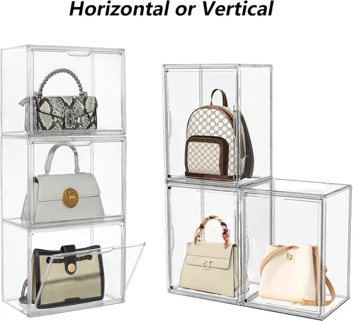 Miniatura 3 de Attelite - Vitrina de exhibición de acrílico transparente, caja de almacenamiento con puerta magnética, exhibidor de protección a prueba de polvo