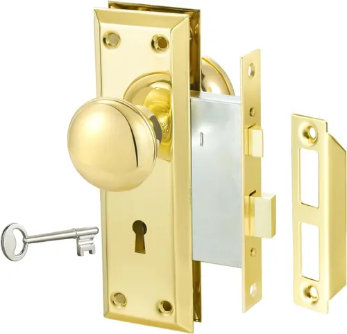 Miniatura 19 de Paquete de 2 pomos de puerta falsos vintage de una cara para interiores, pomos de puerta falsos de placa larga antiguos en níquel cepillado