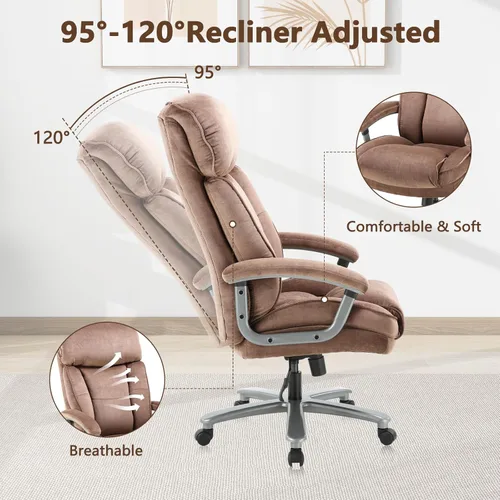 Miniatura 5 de CLATINA Silla de oficina ejecutiva ergonómica grande y alta con tapizado giratorio de 800 libras, alta capacidad, altura ajustable, acolchado