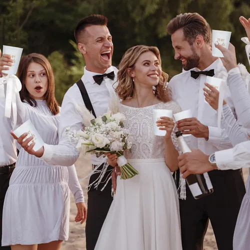 Miniatura 7 de 12 tazas de despedida de soltera, copas de tribu de novia blanca de plástico, decoraciones de despedida de soltera, suministros reutilizables