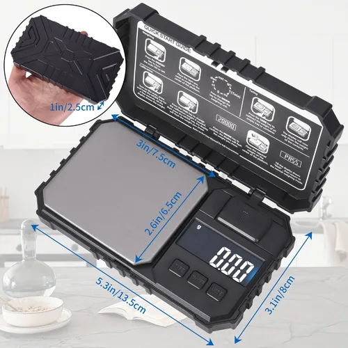Miniatura 3 de Goetland Báscula digital de bolsillo con cubierta 0.71 oz Peso de calibración 0.00 oz Precisión 17.64 oz Escala pequeña escala para joyería Muestra