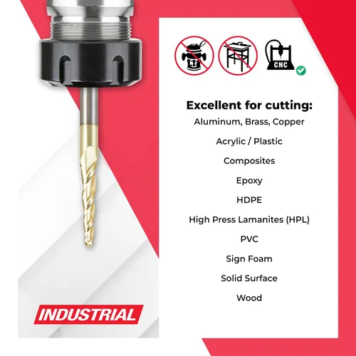 Miniatura 3 de Amana Tool Brocas de enrutador CNC en espiral para talla 2D/3D, recubierto de ZrN, 46286, punta de bola de ángulo cónico de 3.6 grados 1/8 D x 1/16