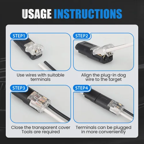 Miniatura 2 de Conector enchufable de doble cable, conectores de tira de luz LED, 2 pines, nuevo conector de cable de bajo voltaje con hebilla de bloqueo