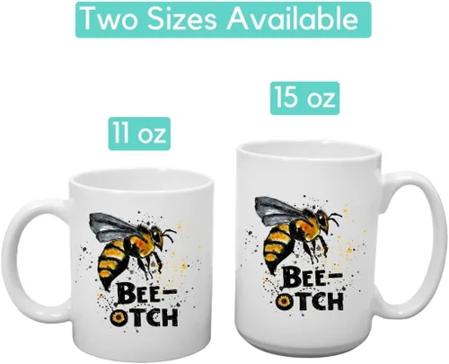 Miniatura 6 de Bee-otch Bumble Bee Funny 11oz Coffee Cup