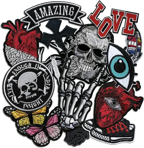 Miniatura 11 de Parches bordados oscuros con aplicación para planchar para mochilas, parches de banda de rock para chaquetas, parche genial para coser en ropa