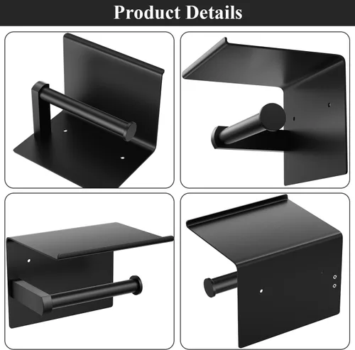 Miniatura 5 de Tindbea Soporte de Papel Higiénico de Tamaño Mega con Estante + Ganchos para Toallas y Batas, Soporte para Rollo de Papel Higiénico Montado en Pared
