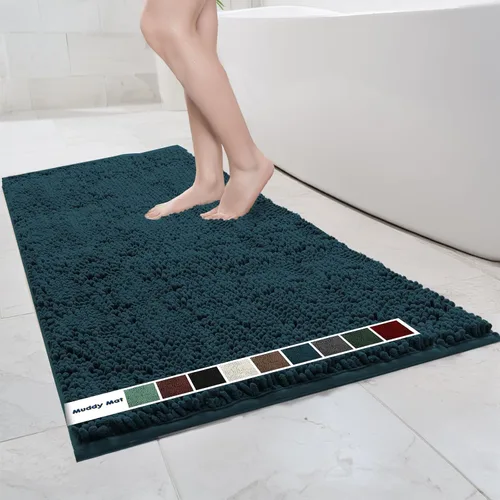 Miniatura 75 de Muddy Mat Alfombras de Baño de Chenilla de Microfibra de Secado Rápido Antideslizantes Lavables, Extra Gruesas, Suaves y Altamente Absorbentes Gris