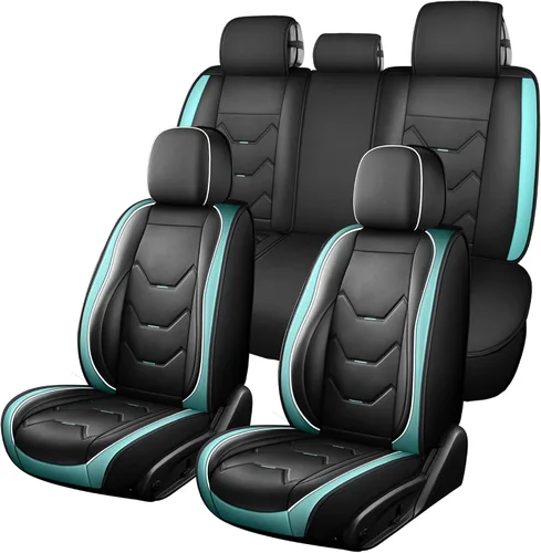 Miniatura 2 de otoez Juego completo de fundas universales de cuero para asiento de automóvil, 5 asientos, compatible con la mayoría de Honda, Toyota, Chevy Ford
