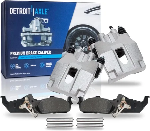 Miniatura 8 de Detroit Axle - Pinza de freno de disco delantera del lado del conductor + pastillas de freno de cerámica con repuesto de hardware para Ford F-150