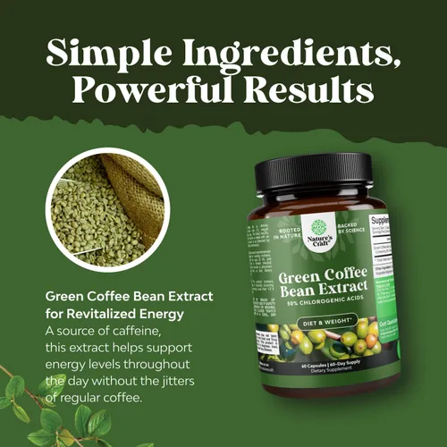 Miniatura 5 de Extracto de grano de café verde puro, extracto de café verde súper energizante con 50% de ácido clorogénico para antioxidante, salud cardíaca
