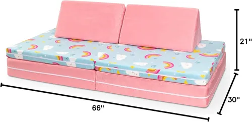 Miniatura 8 de Jaxx Playscape - Imaginativo juego de muebles modulares/sofá - Patrones divertidos para niños (arco iris/rosa)
