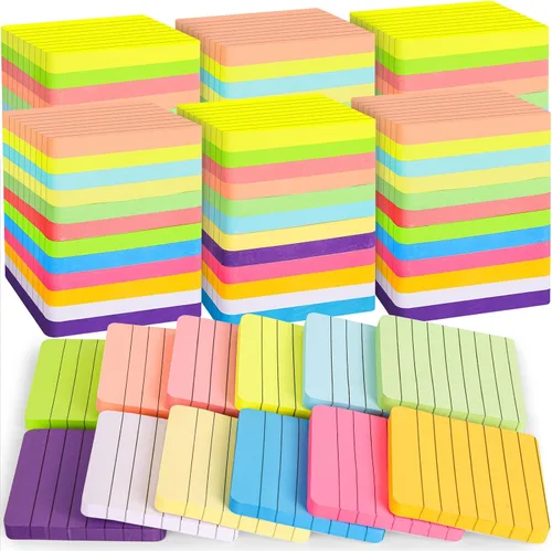 Miniatura 9 de 36 blocs de notas adhesivas de 3 x 5 pulgadas, 12 colores autoadhesivos, multicolor, bloc de notas rectangulares brillantes y coloridas