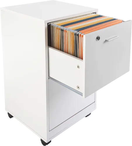 Miniatura 3 de Lavish Home - Archivador de 2 cajones con cerradura y cajón profundo, archivador rodante para debajo del escritorio, hogar u oficina (blanco)
