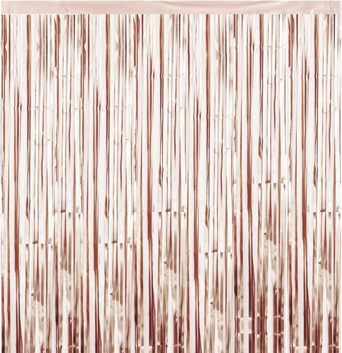 2 paquetes de cortinas de flecos de aluminio de color champán de 3 x 8 pies para decoración de fondo de fotos de fiesta de cumpleaños CCINEE