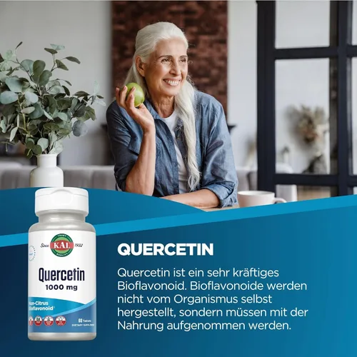 Miniatura 2 de KAL Quercetina 1000 mg Suplemento de apoyo inmunológico, bioflavonoides para defensa inmunológica y apoyo a la salud general, vegano, sin gluten