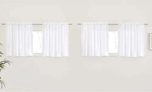 Miniatura 12 de NICETOWN Cortinas traslúcidas de gasa para ventana de dormitorio, bolsillo para barra, elegantes cortinas traslúcidas ligeras que llegan al suelo