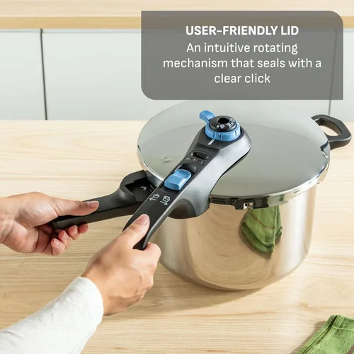 Miniatura 5 de T-fal Trendy - Olla a presión de acero inoxidable, 8.5 cuartos, inducción, mecanismo de bloqueo seguro, apertura fácil y segura, compatible