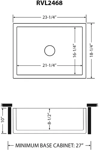 Miniatura 7 de Ruvati 23 x 18 pulgadas Fregadero de Cocina de Arcilla Refractaria, Modelo Farmhouse con Delantal Delantero, de Una Cubeta - Blanco - RVL2468WH