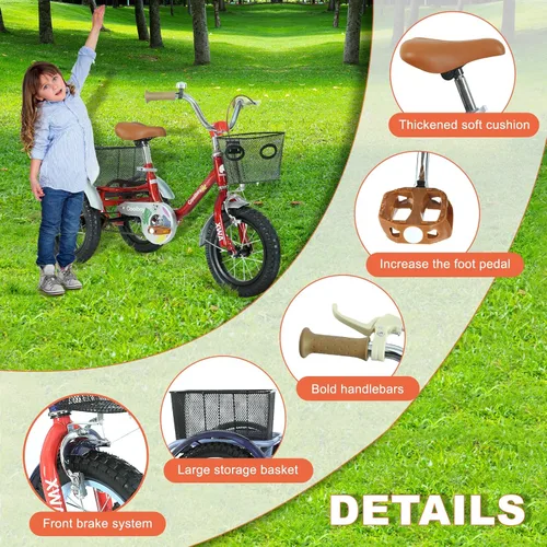 Miniatura 4 de Triciclo de 12 pulgadas, triciclo para niños, triciclo para niños, para edades 3+ ciclistas principiantes, con cesta delantera y trasera y asiento