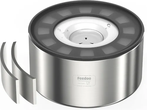 Miniatura 14 de Cuenco de agua antiderrames para perros, de acero inoxidable de doble pared con tapa a prueba de salpicaduras y disco flotante, base antideslizante