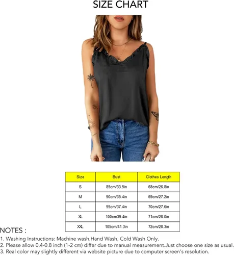 Miniatura 4 de Camiseta sin mangas de verano con tirantes delgados y ribete de encaje, con cuello en V y dobladillo suelto para citas diarias