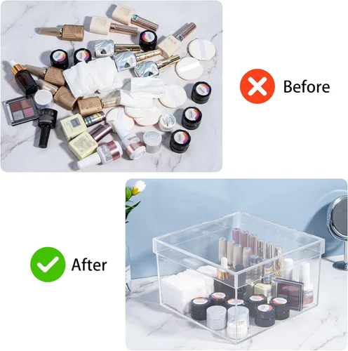 Miniatura 7 de Caja de acrílico transparente con tapa, contenedores de plástico acrílico transparente cuadrados y cubos, caja de almacenamiento