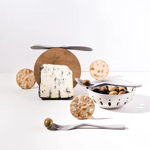 Miniatura 3 de KNORK Eco - Juego de cubiertos reutilizables de bambú de 24 piezas (tenedor, cuchillo, cuchara), color gris