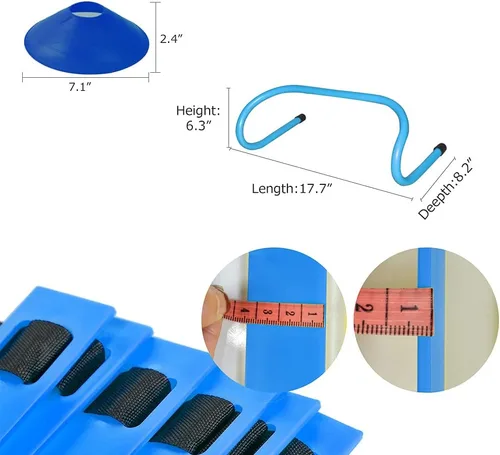 Miniatura 3 de TNZMART Escalera de agilidad y conos de disco, juego de entrenamiento de peldaños ajustables con 10 conos deportivos de plástico para entrenamiento
