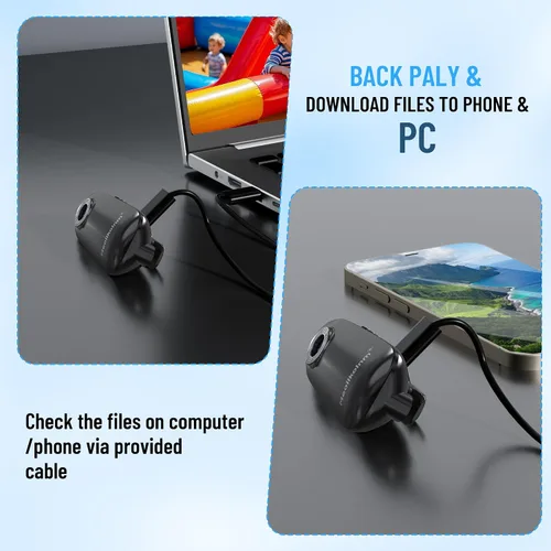 Miniatura 6 de Meoilkolnm Mini cámara corporal con grabación de audio y video, 1080P 64 GB, grabadora de video con detección de movimiento, videocámara POV