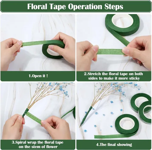 Miniatura 4 de PAXCOO Kit de arreglos florales con cinta verde y alambre, pasador de flor de Boutonniere, cortador de alambre para suministros de fabricación
