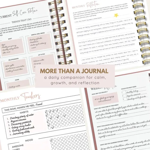 Miniatura 5 de Diario diario de cuidado personal para mujeres, A5, diario de bienestar con indicaciones, diario de objetivos de regalo para mujeres para felicidad