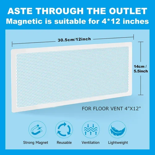 Miniatura 2 de 4 PCS Cubiertas Magnéticas de Ventilación Blancas - 5.5x12 Cubiertas Magnéticas de Ventilación con Pantalla de Malla para Registros de Blanco malla