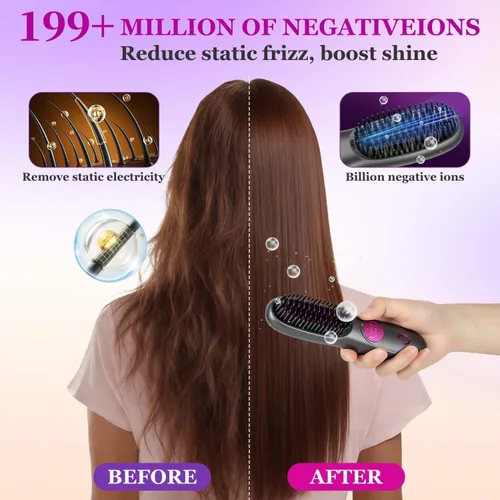 Miniatura 2 de Go Brush Pro para cabello corto, cepillo alisador de cabello mejorado 2026, cepillos alisadores inalámbricos portátiles para viajes, calentamiento