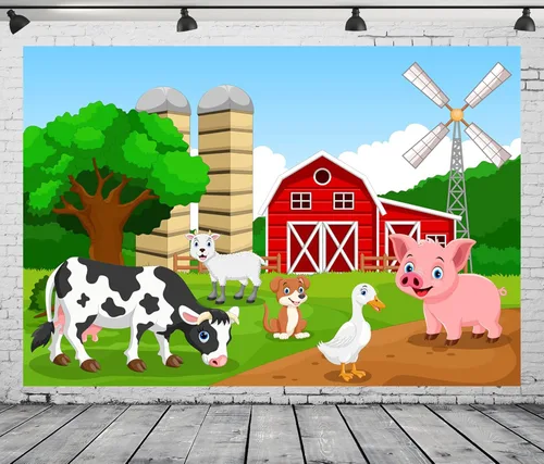 Miniatura 9 de Telón de fondo de tela de 5 x 3 pies con temática de granja para niños, vaquero, vaquera, niño, fotografía al aire libre, sesión de fotos, fiesta